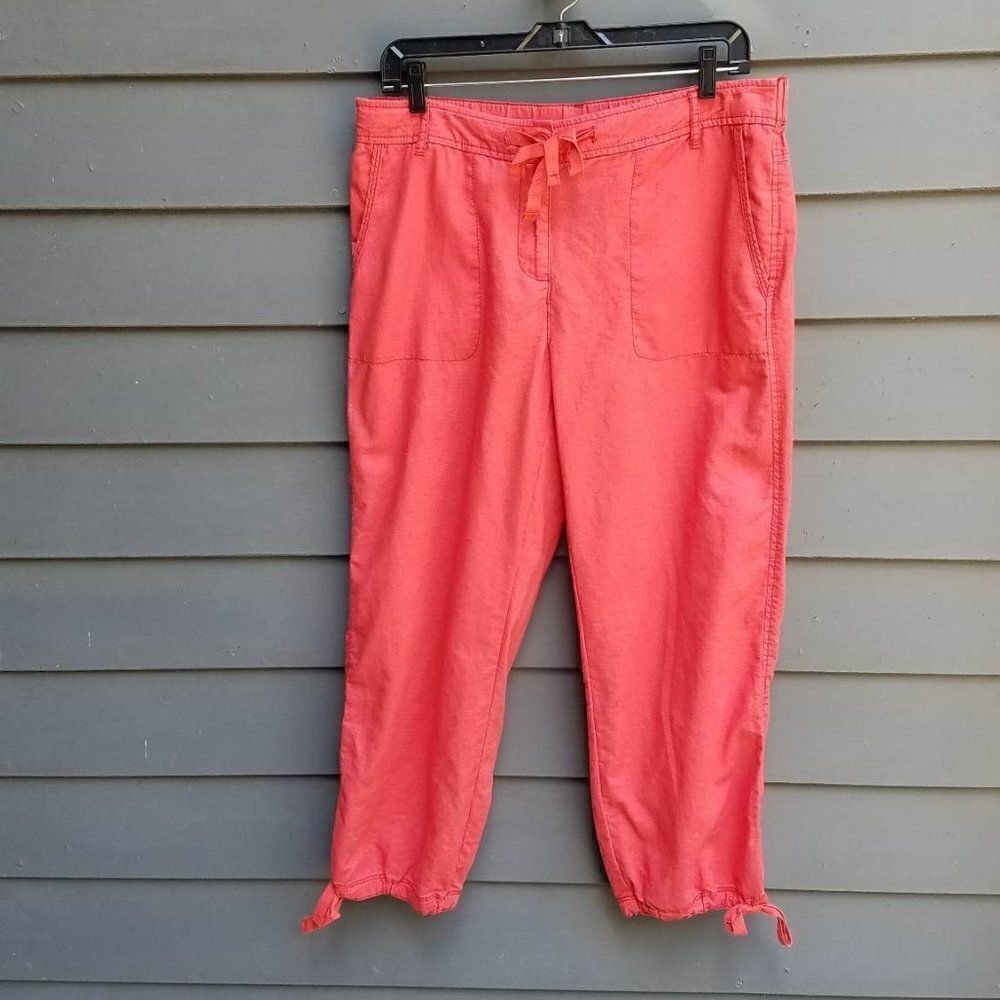 Joe Fresh Red Draw String Cropped Pantssize 8 - image 1